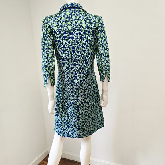 Gretchen Scott Dress Size M Everywhere Catalina Cloth Collared Geometric Stretch - Picture 3 of 8